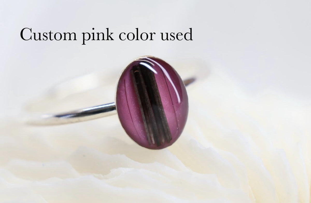 Whisker Keepsake Ring, Black Resin Stone, Pet Memorial Jewelry