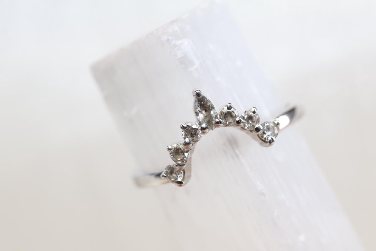 Cremation Crown Ring, Ashes Marquise Cubic Zirconia Stacking Ring