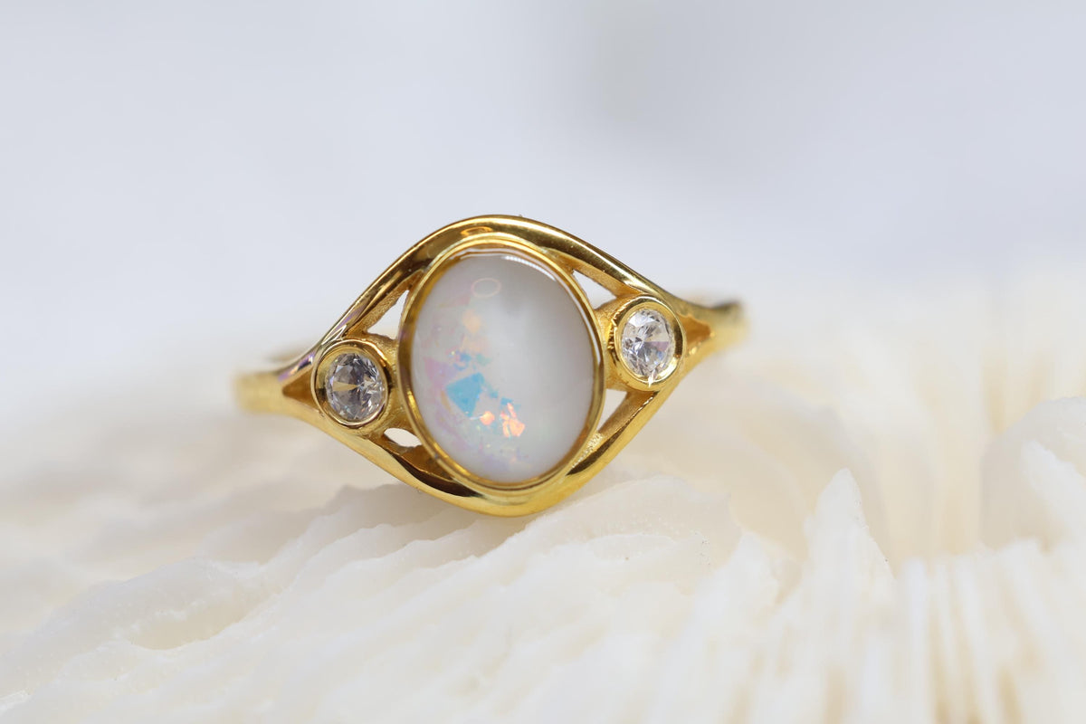 Oval Opal Arch Breastmilk Ring