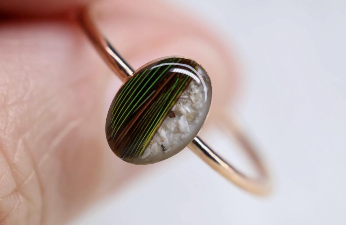 Feather Cremation Ashes Ring, Pet Bird Keepsake, Bird Urn, Bird Memorial Ring