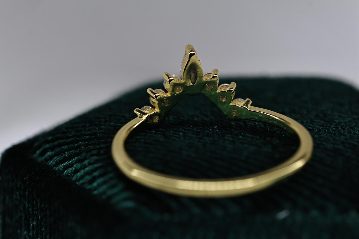 Cremation Crown Ring, Ashes Marquise Cubic Zirconia Stacking Ring