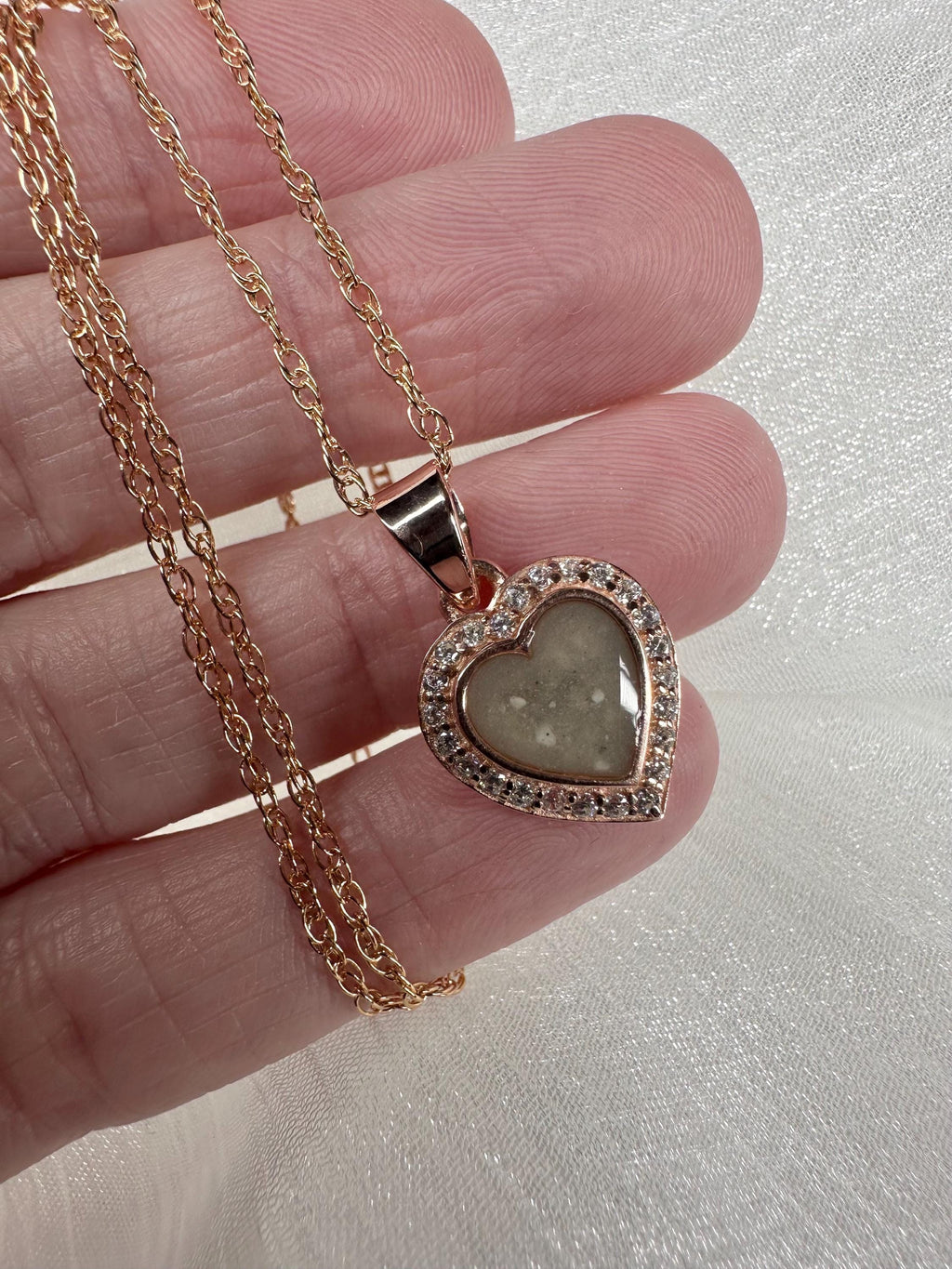 Heart Cremation Necklace, Pave Heart Ashes Jewelry