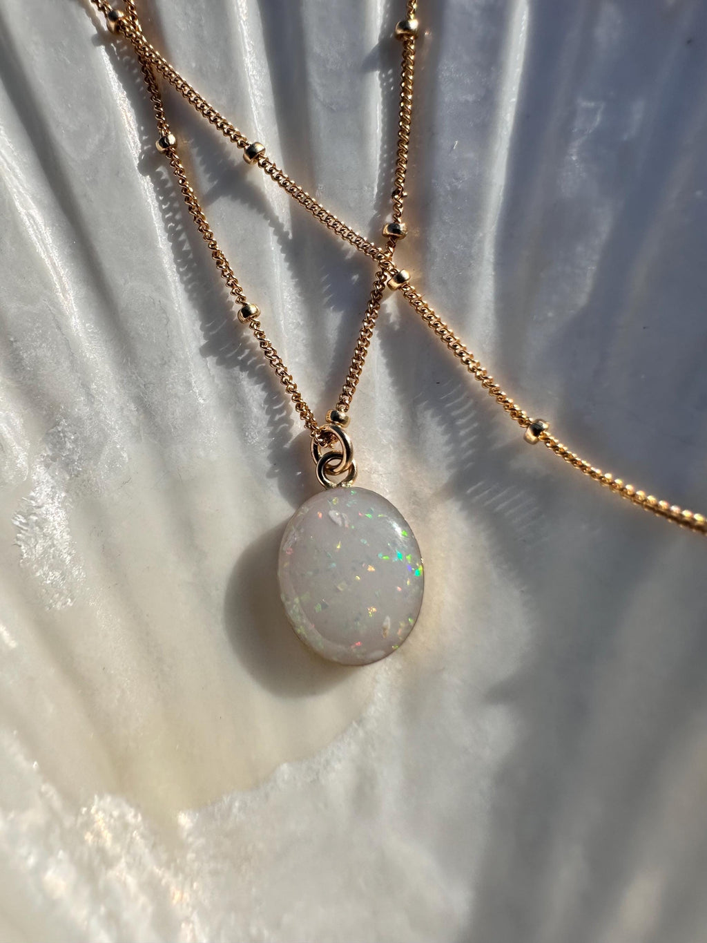 Eternity Opal Cremation Necklace, White Opal Ashes Jewelry