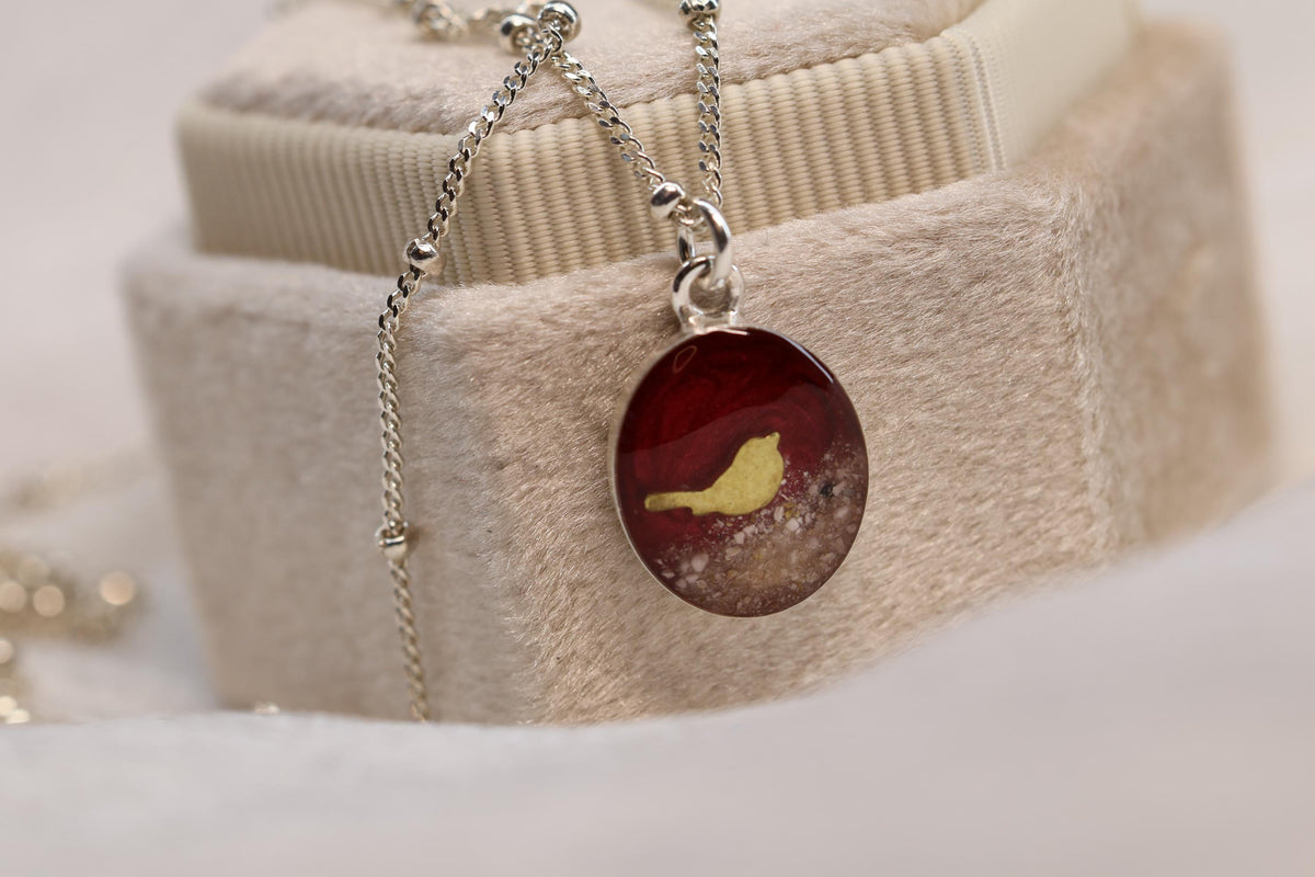 Cardinal Cremation Ash Necklace, Memorial Jewelry