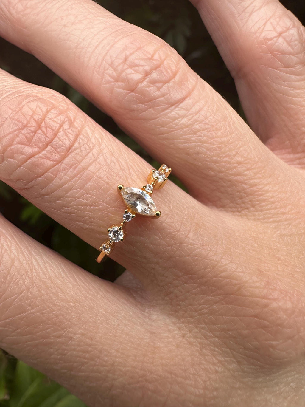 Cremation Marquise CZ Diamond Ring, Ashes Keepsake Ring