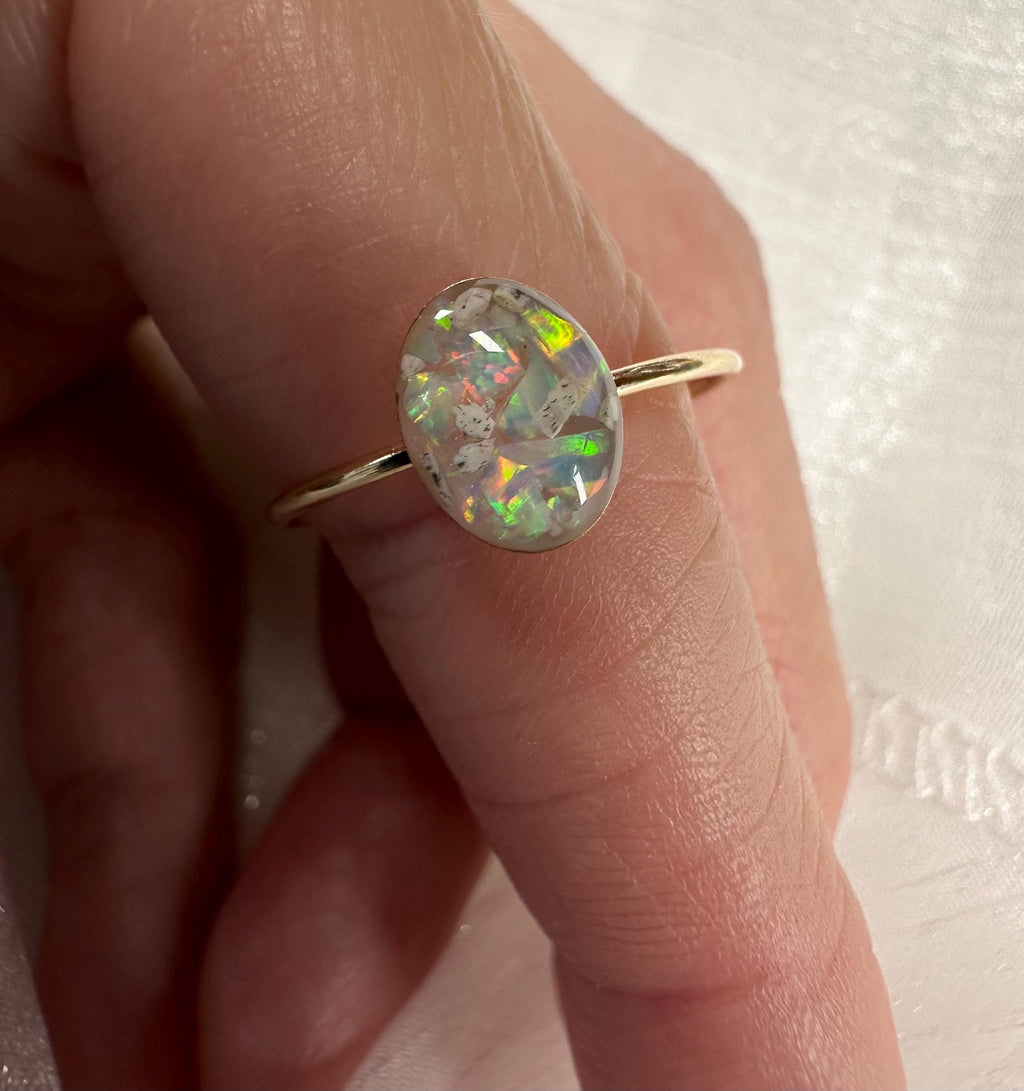 Cremation Ashes Ring, Forever Opal Urn Ring