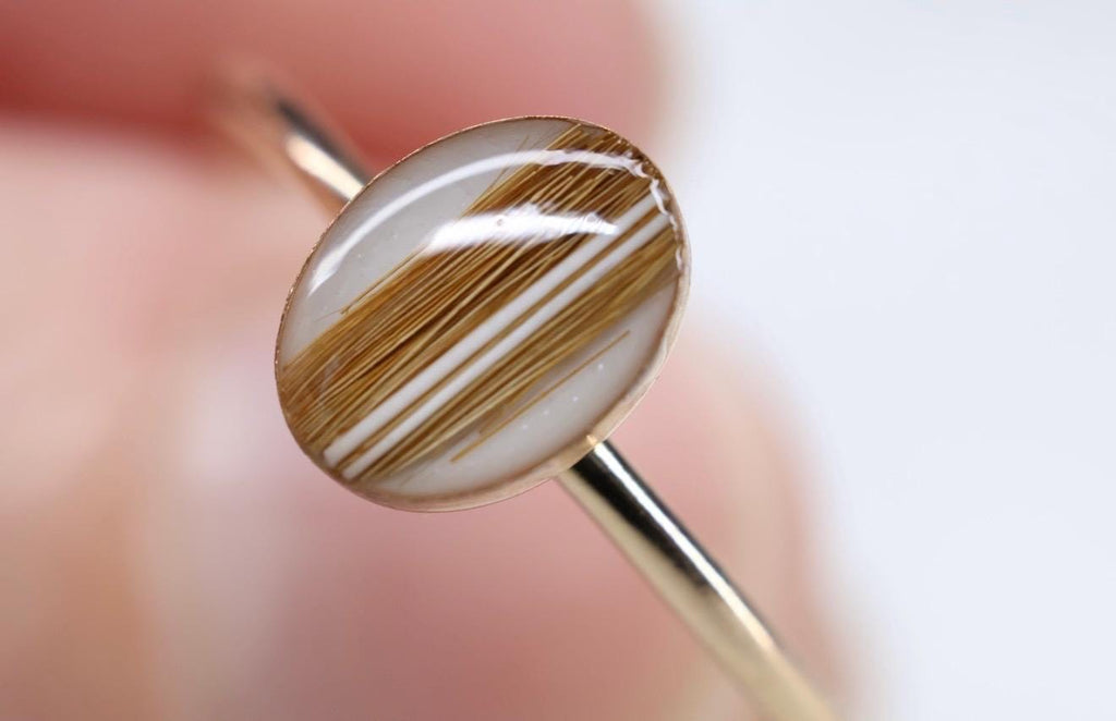 Pet Fur Whisker Keepsake Ring, Resin Stone, Memorial Jewelry