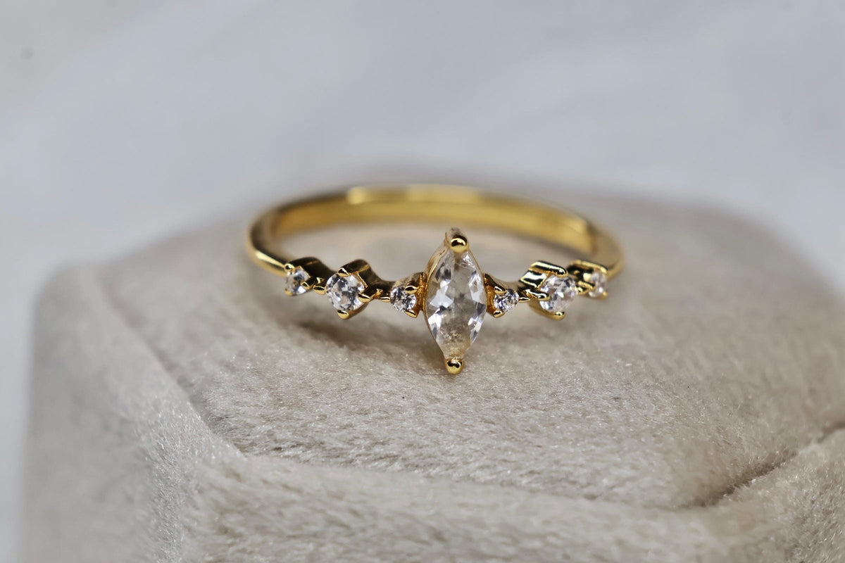 Cremation Marquise CZ Diamond Ring, Ashes Keepsake Ring