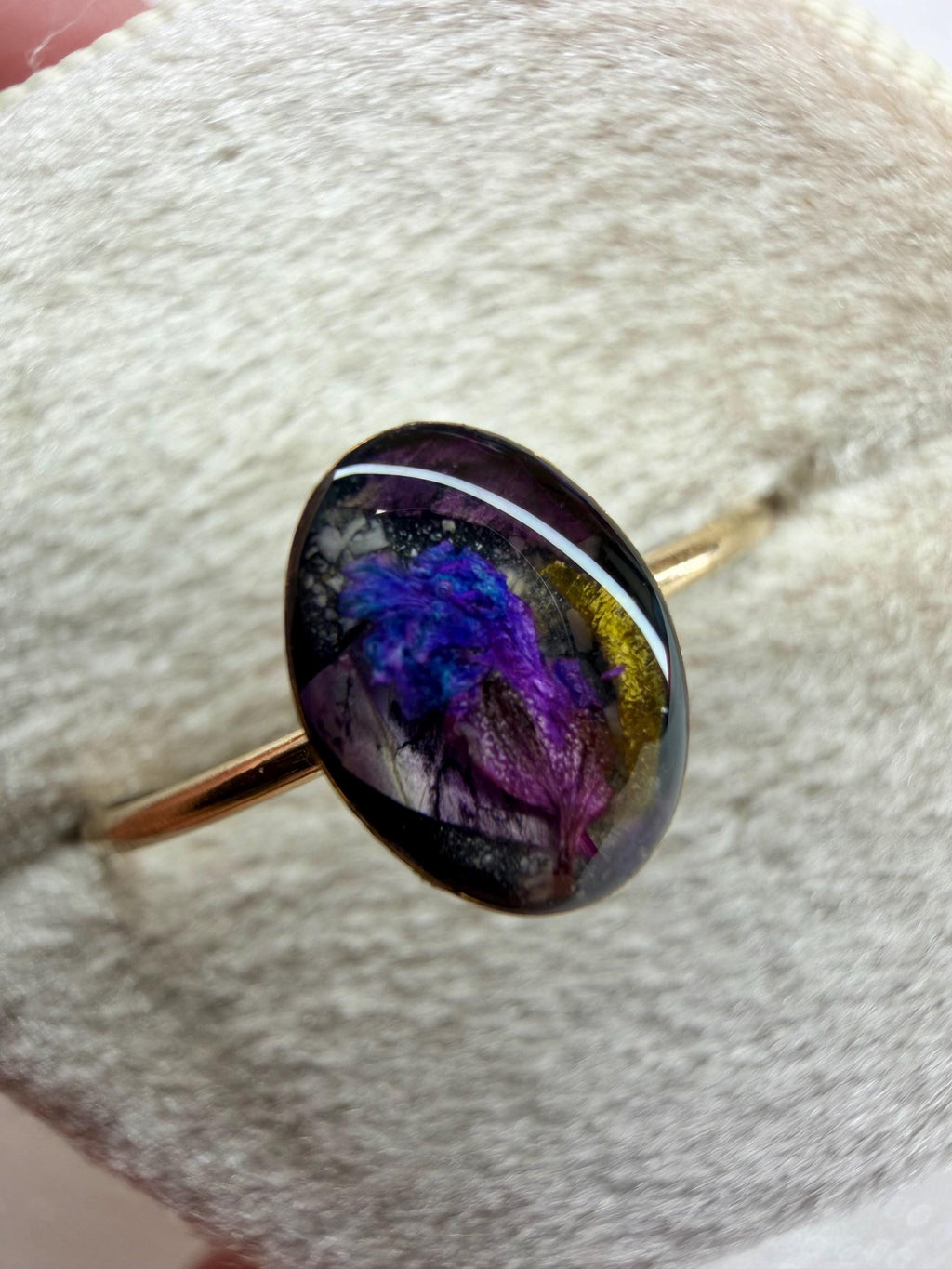 Cremation Ashes and Dried Flowers Ring, Funeral Flowers Keepsake