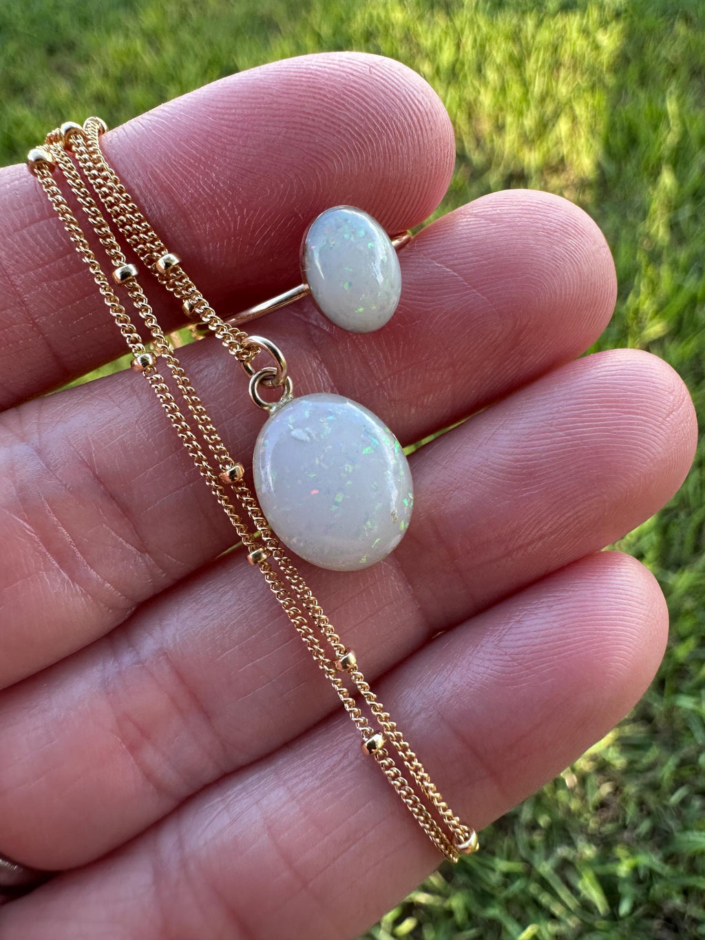 Eternity Opal Cremation Necklace, White Opal Ashes Jewelry